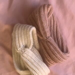 Cozy Knit Headbands for Kids/Teens - Cream and Tan